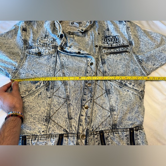 VTG Get Used By Elie Jacket Men's Medium Blue Denim - Picture 9 of 16